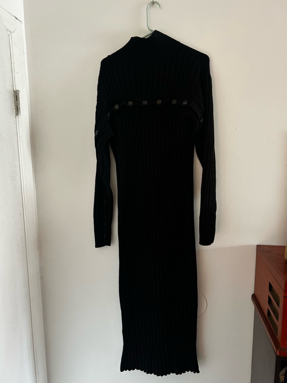 Eloquii Mock Neck Rib Knit Button Detail Long Sweater Dress